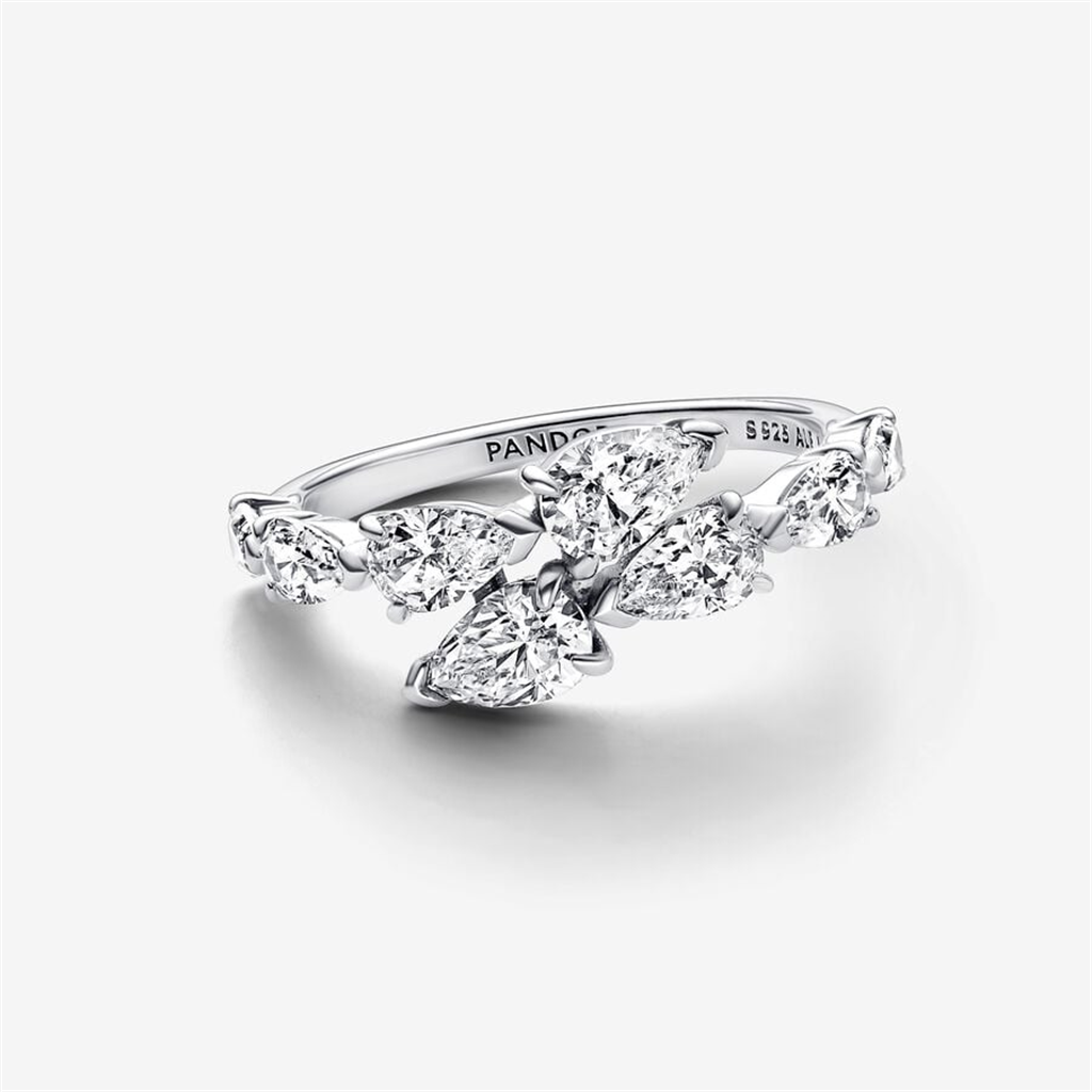 Pandora Timeless Sparkling Overlapping Band Ring Size 6