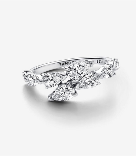 Pandora Timeless Sparkling Overlapping Band Ring Size 7.5