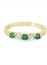 14K Yellow Gold Diamond And Emerald 5 Stone Ring