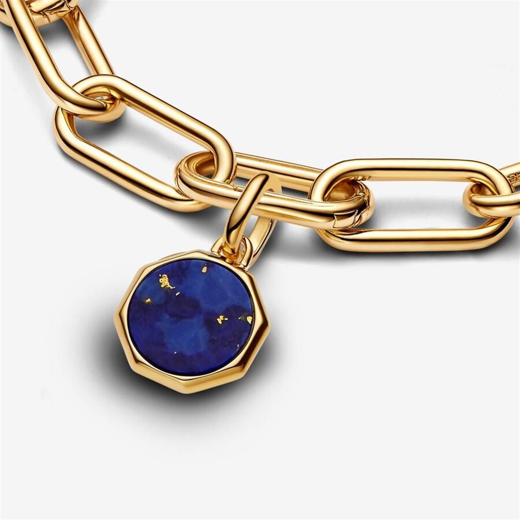 Pandora ME/Moments Blue Engravable Gold-Plated Mini Medallion Charm