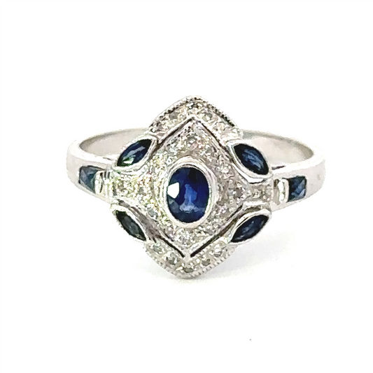 Sapphire and Diamond Estate Style Ring