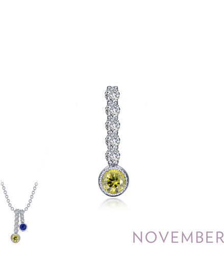 Lafonn 0.32 CTW Simulated Diamond And Simulated Yellow Topaz November Birthstone Love Pendant
