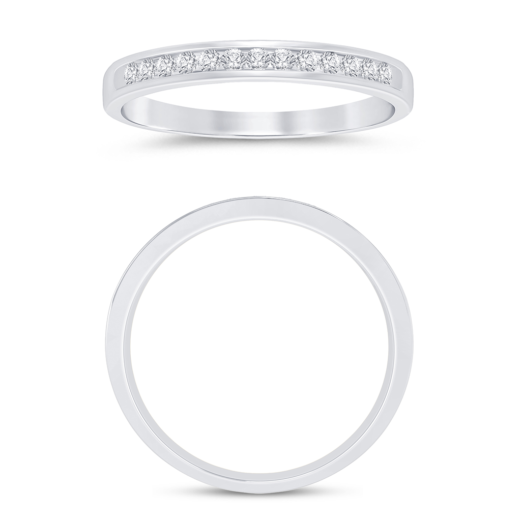 14K White Gold 0.16 CTW Diamond Channel Set Half Eternity Band
