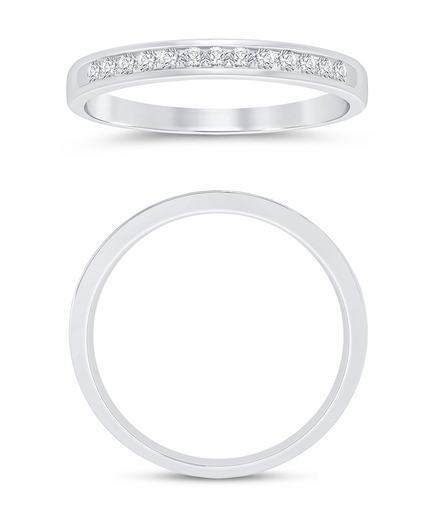 14K White Gold 0.16 CTW Diamond Channel Set Half Eternity Band