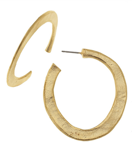 Susan Shaw Triple Plated Hammered Hoop Earrings