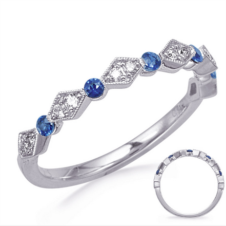14K White Gold Sapphire And Diamond Band
