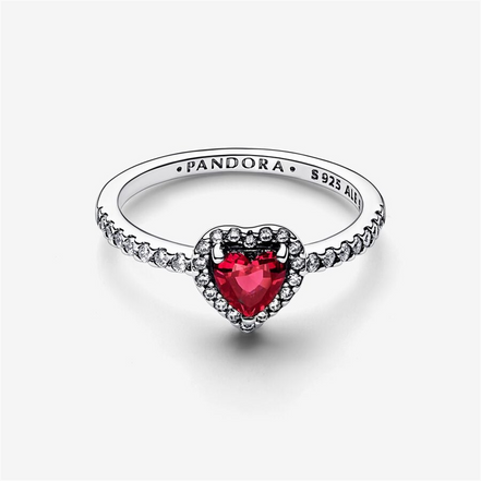Pandora Timeless Elevated Red Heart Ring Size 7