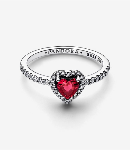 Pandora Timeless Elevated Red Heart Ring Size 7
