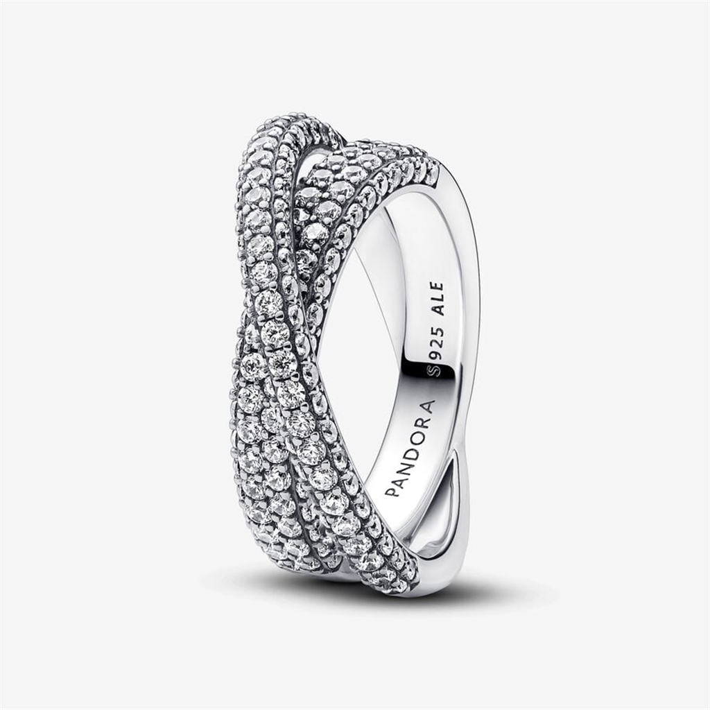 Pandora Timeless Pavé Crossover Dual Band Ring Size 7.5
