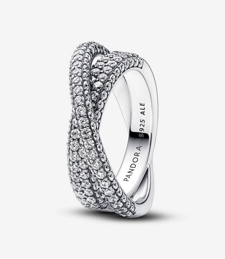 Pandora Timeless Pavé Crossover Dual Band Ring Size 9