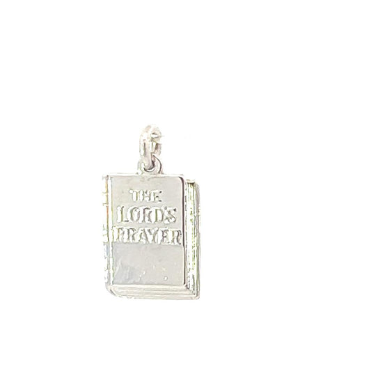 14K White Gold Bible with the Lord's Prayer  Charm