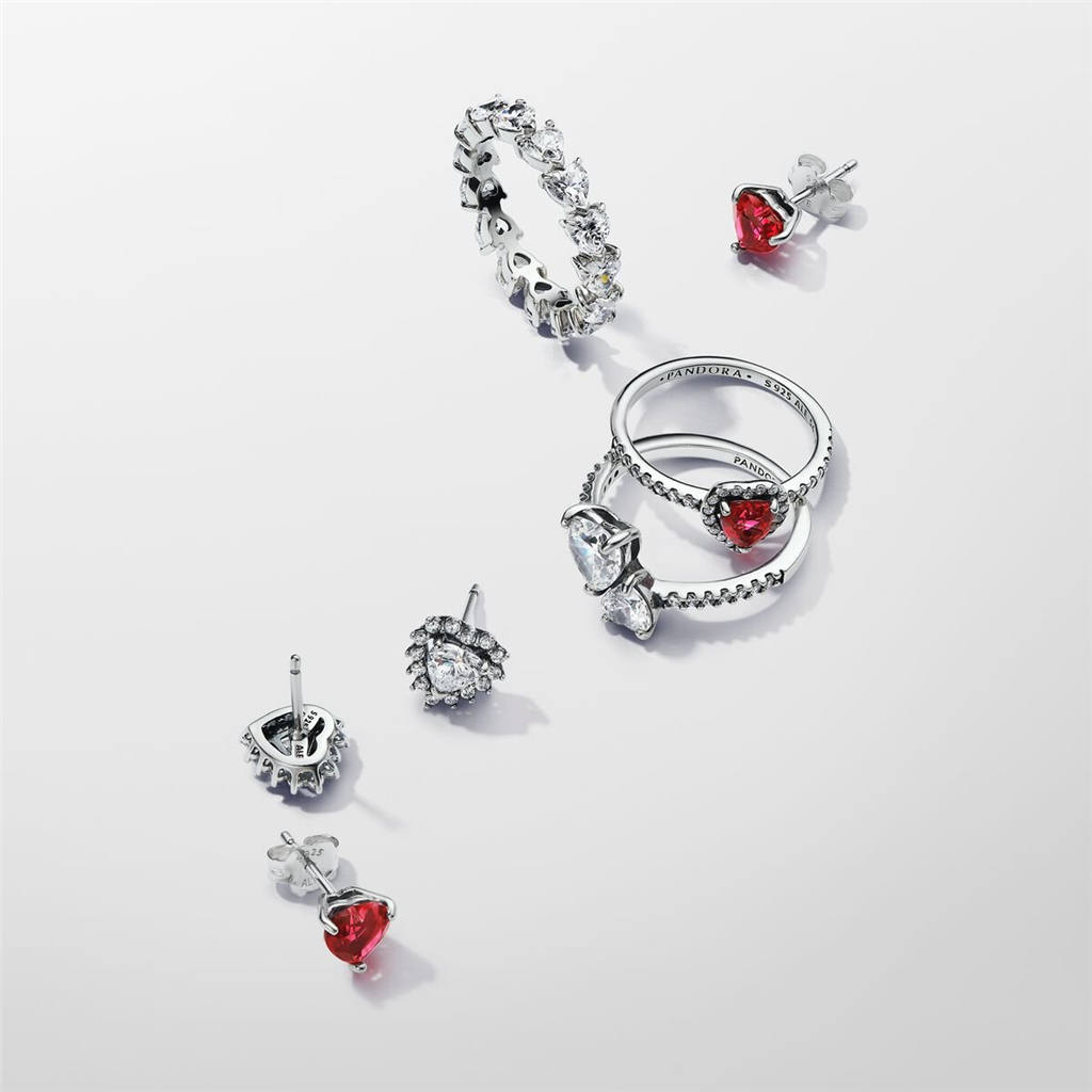 Pandora Timeless Elevated Red Heart Ring Size 7