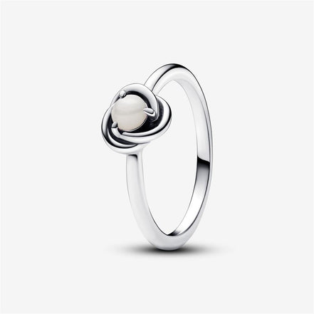 Pandora Moments June White Bioresin Man-Made Mother of Pearl Eternity Circle Ring Size 7.5