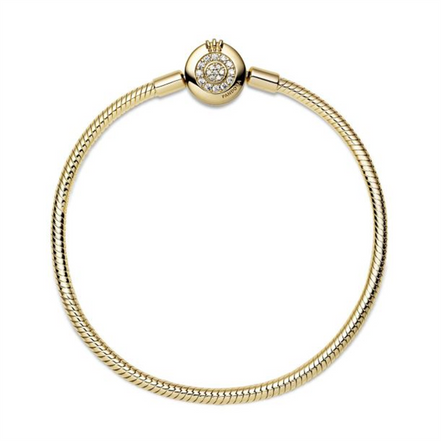 Pandora Sparkling Crown O Snake Chain Bracelet Size 19