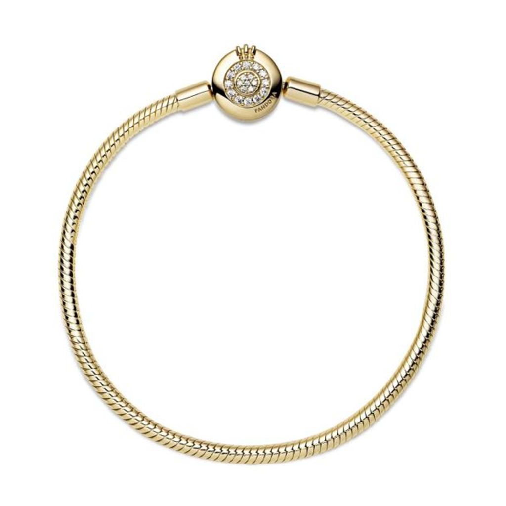 Pandora Sparkling Crown O Snake Chain Bracelet Size 19