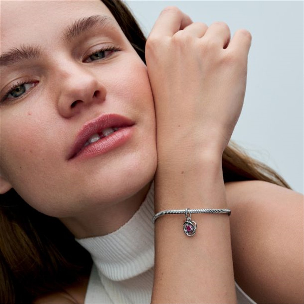 Pandora Moments October Pink Eternity Circle Dangle Charm