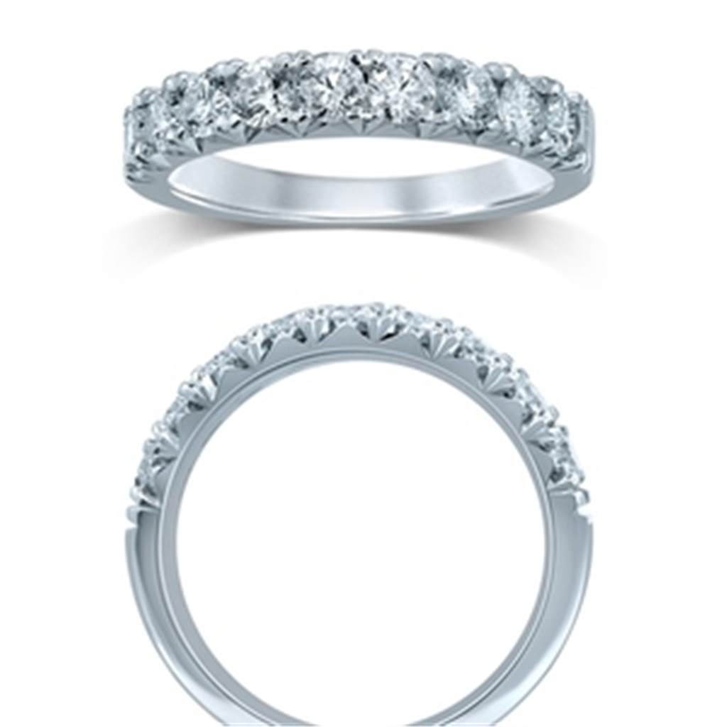 14K White Gold 1 CTW Diamond French Pave' Set Half Eternity Band