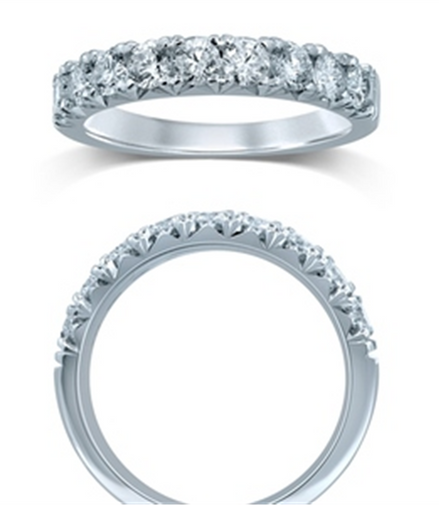 14K White Gold 1 CTW Diamond French Pave' Set Half Eternity Band