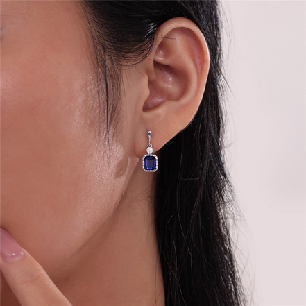 Lafonn 1.82 CTW Simulated Diamond and Sapphire September Birthstone Dangle Earrings