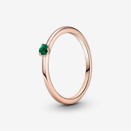 Pandora Timeless Green Solitaire Ring Size 7