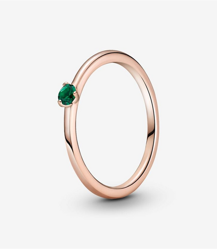 Pandora Timeless Green Solitaire Ring Size 7