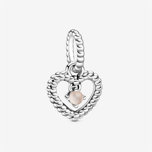 Pandora Moments June Misty Rose Beaded Heart Dangle Charm