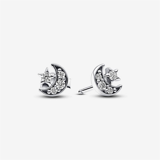 Pandora Moments Sparkling Moon & Star Stud Earrings