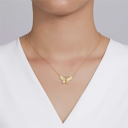 Lafonn Brrushed Gold 1.21 CTW Simulated Diamond Butterfly Necklace