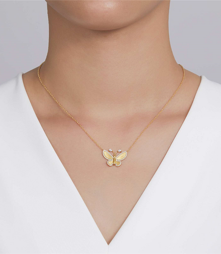 Lafonn Brrushed Gold 1.21 CTW Simulated Diamond Butterfly Necklace