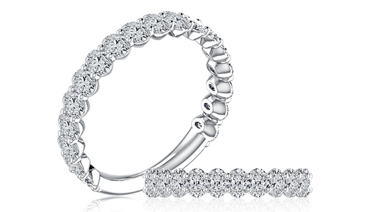 A.JAFFE 14K White Gold Oval Diamond Wedding Band