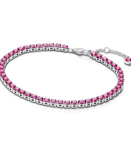Pandora Timeless Sparkling Pink Tennis Bracelet Size 18