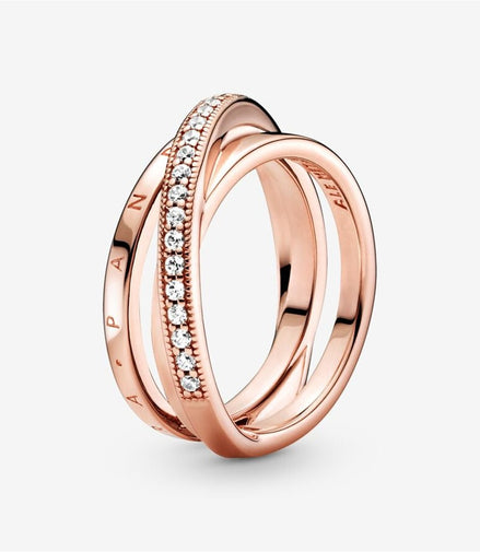 Pandora Signature Crossover Pavé Triple Band Ring Size 6