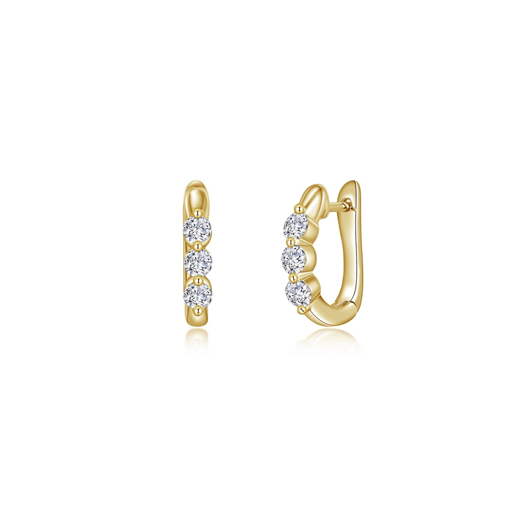 Lafonn 1.0 CTW Simulated Diamond 3-Stone Huggie Hoop Earrings