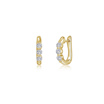 Lafonn 1.0 CTW Simulated Diamond 3-Stone Huggie Hoop Earrings