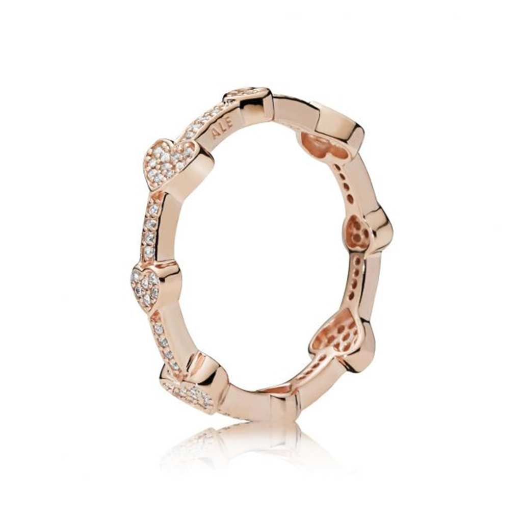 Pandora Timeless Rose Alluring Hearts Ring Size 6