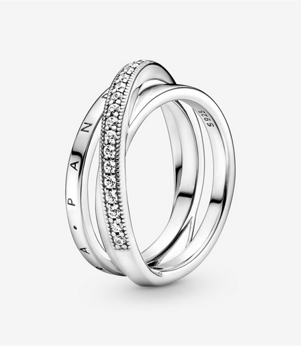 Pandora Signature Crossover Pavé Triple Band Ring Size 7