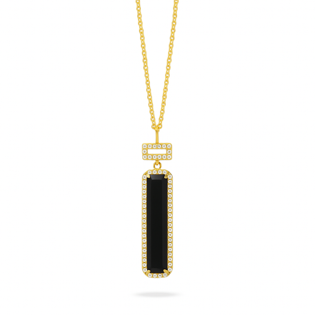 Doves 18K Yellow Gold Gatsby Diamond And Black Onyx Drop Pendant Necklace