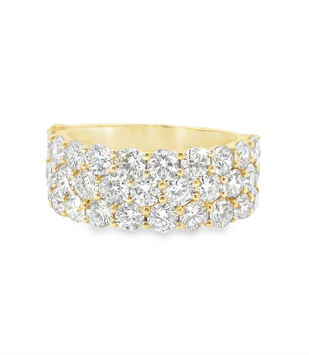 14K Yellow Gold And 3.5 CTW Triple Row Daimond Ring