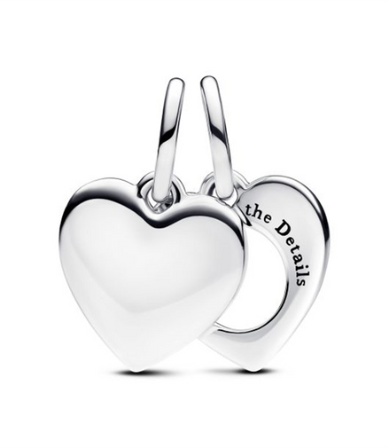Pandora Moments Engravable Heart Magnifying Glass Double Dangle Charm