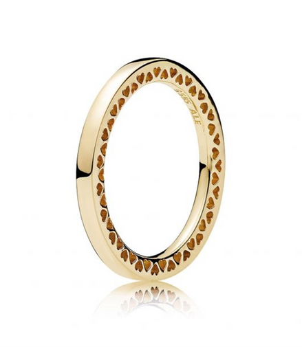 Pandora Gold Classic Hearts of Pandora Ring Size 6