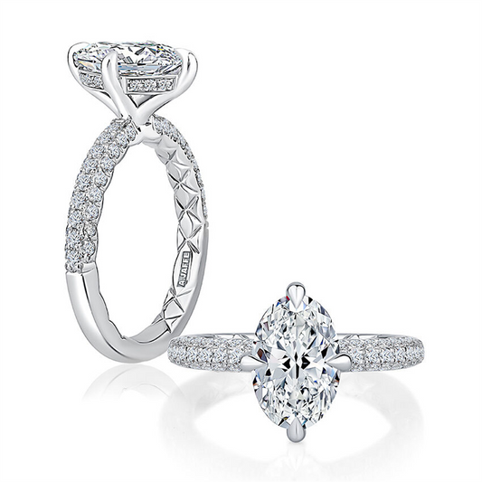 A.JAFFE 14K White Gold Oval Pave Engagement Ring