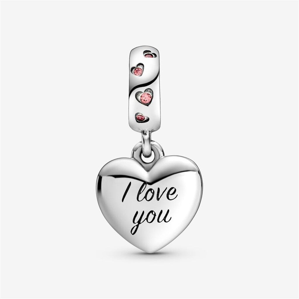 Pandora Moments Mom Script Heart Dangle Charm
