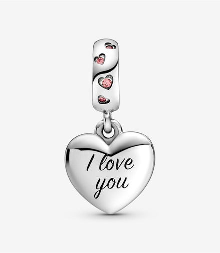 Pandora Moments Mom Script Heart Dangle Charm