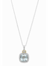 Diamond And Blue Topaz Pendant With Cable Chain 18"