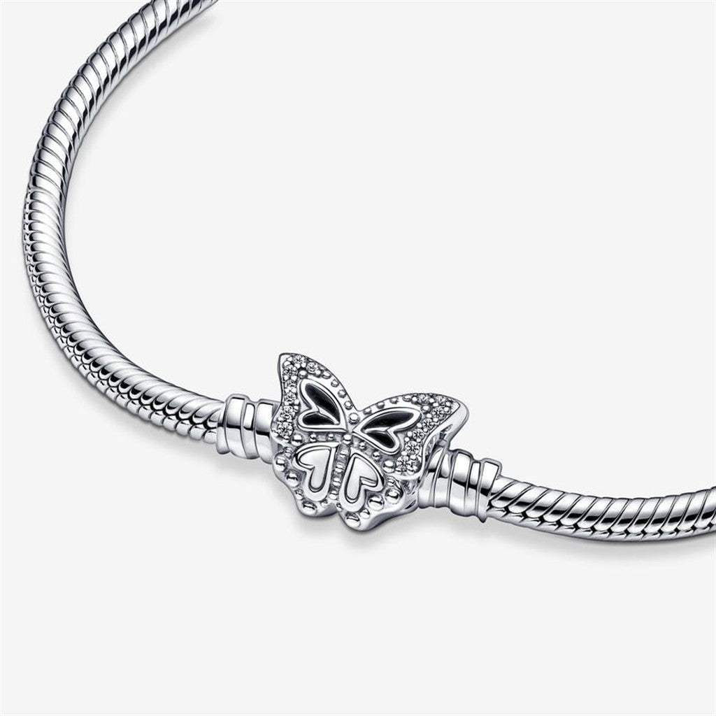 Pandora Moments Butterfly Clasp Snake Chain Bracelet Size 18