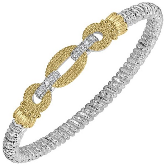 Alwand Vahan 14K Yellow Gold and Sterling Silver Diamond 4mm Closed Bracelet