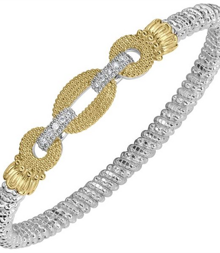 Alwand Vahan 14K Yellow Gold and Sterling Silver Diamond 4mm Closed Bracelet