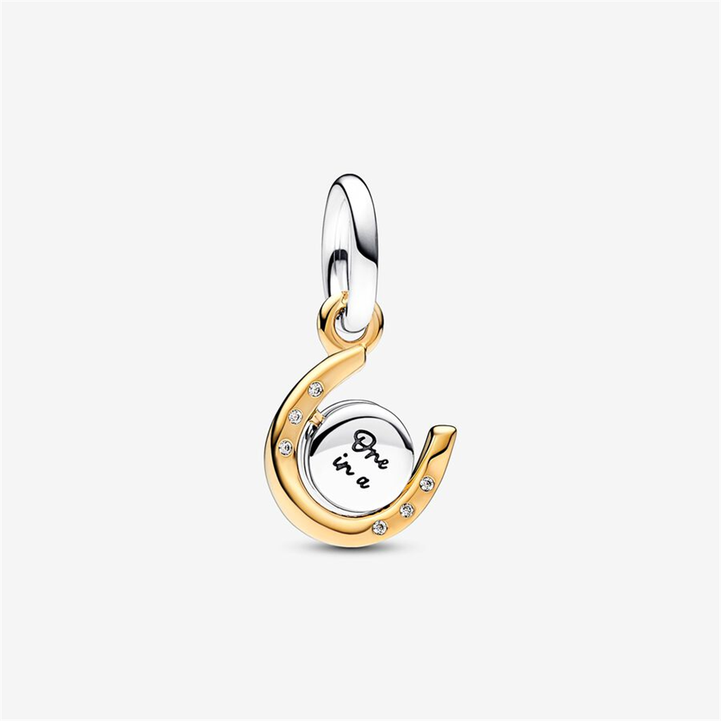 Pandora Moments Two-Tone Spinning Disc Horseshoe Dangle Charm