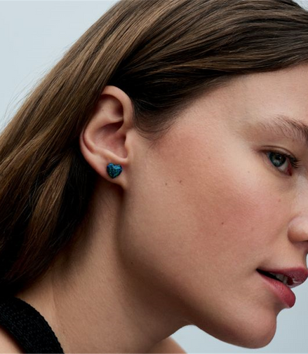 Pandora Moments Opalescent Green Heart Stud Earrings