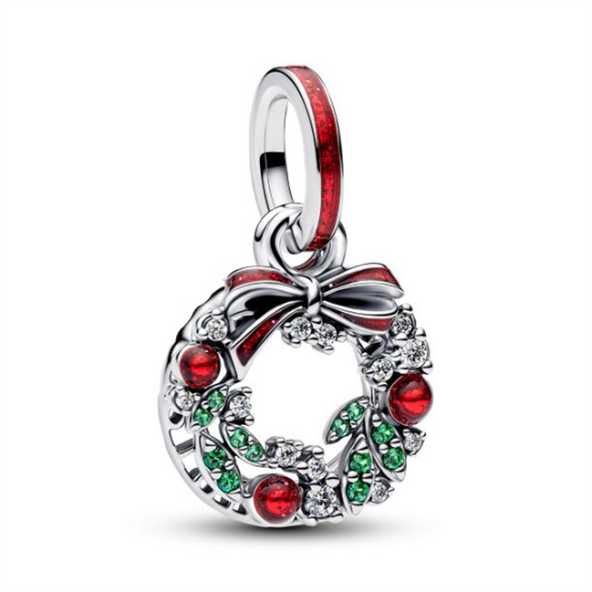 Pandora Holiday Wreath Double Dangle Charm